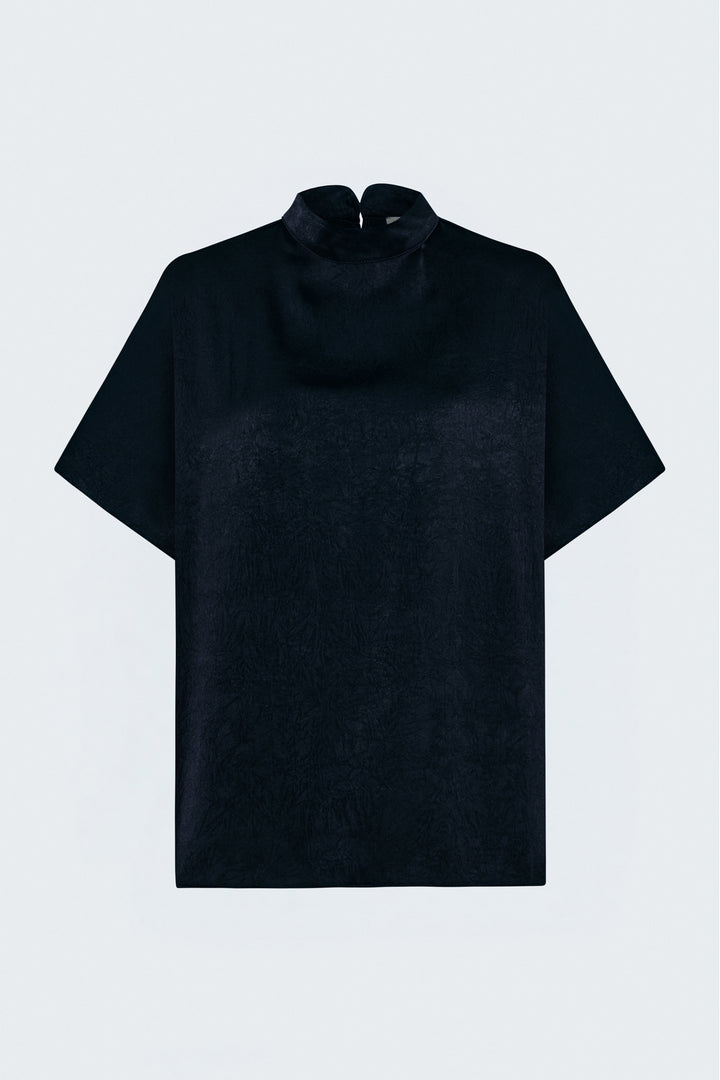 Sateen Blouse à Manches Chauve-souris - Bleu marine
