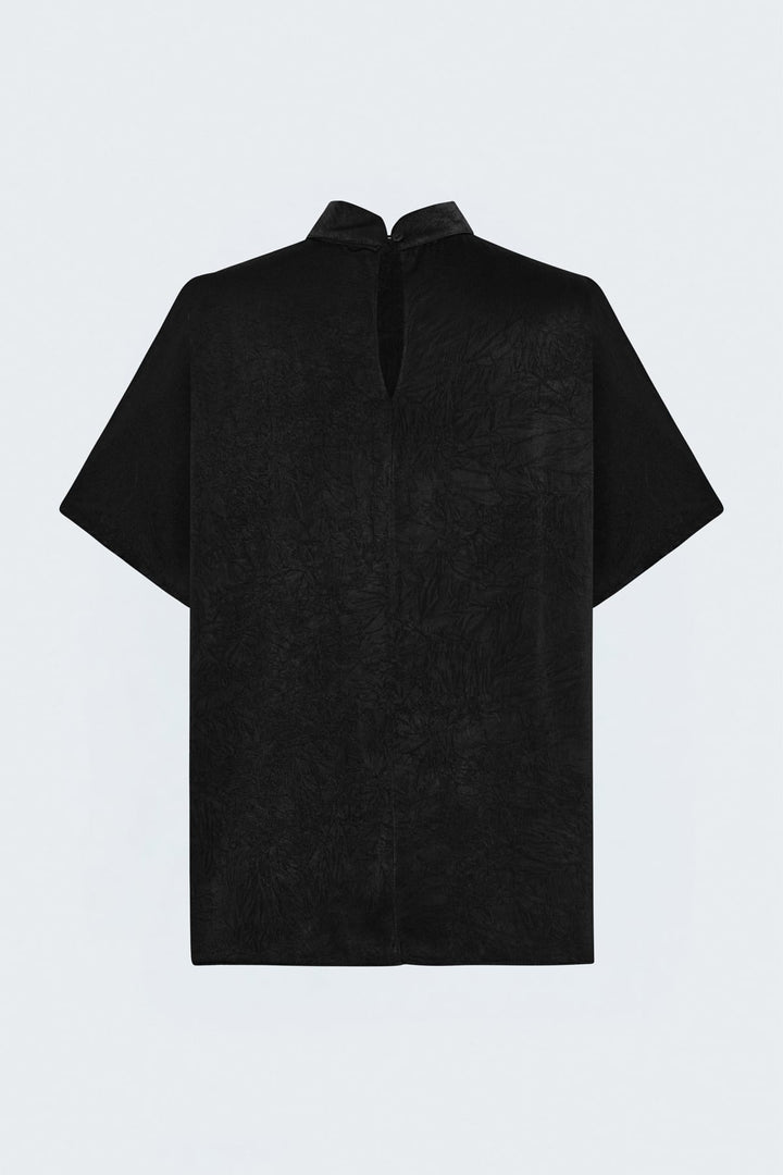 Sateen Blouse à manches chauve-souris - Noir