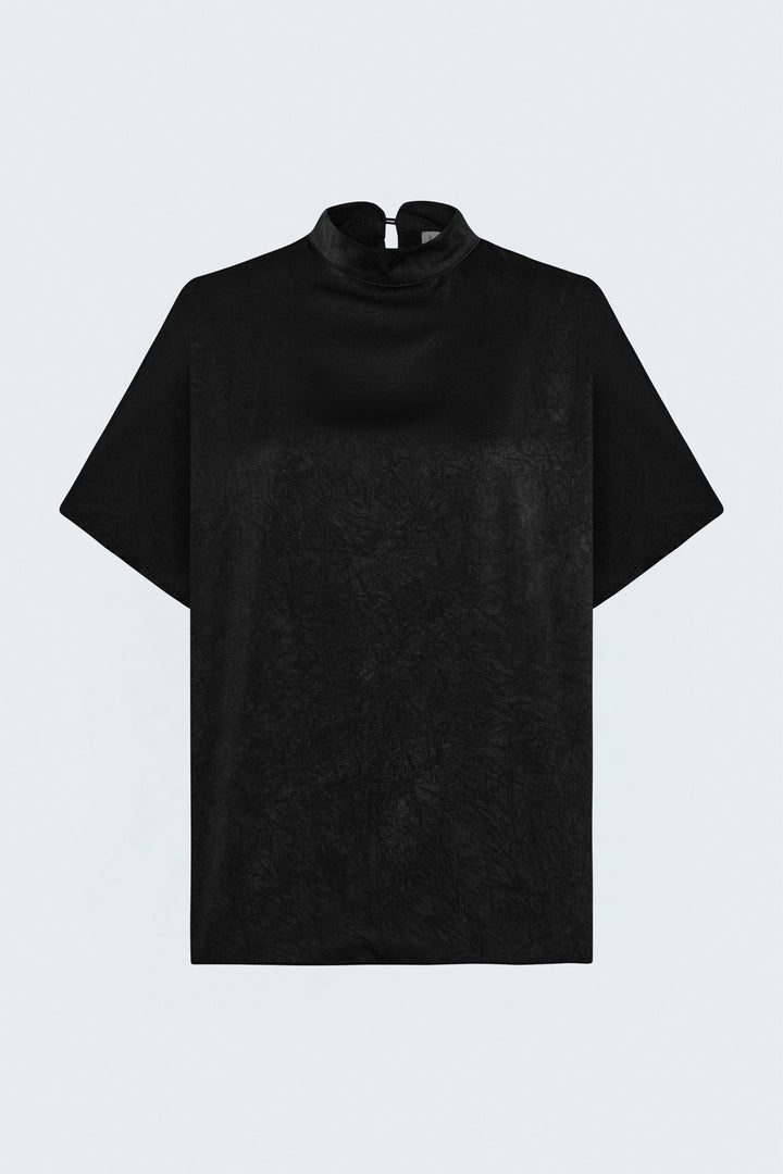 Sateen Blouse à manches chauve-souris - Noir