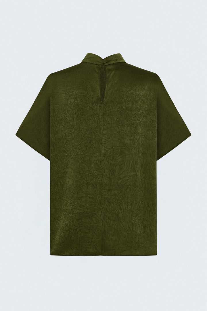 Sateen Blouse à Manches Chauve-souris - Vert