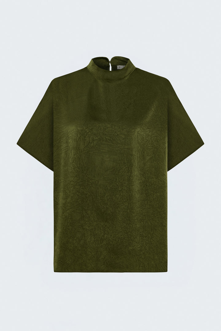 Sateen Blouse à Manches Chauve-souris - Vert