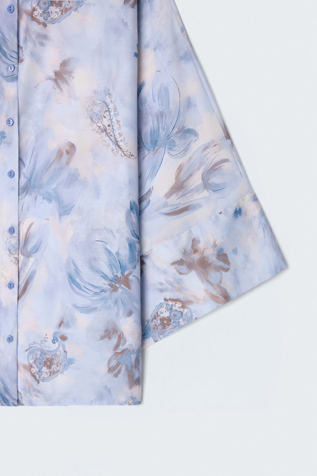 Sateen Chemise fine à manches chauve-souris - Bleu