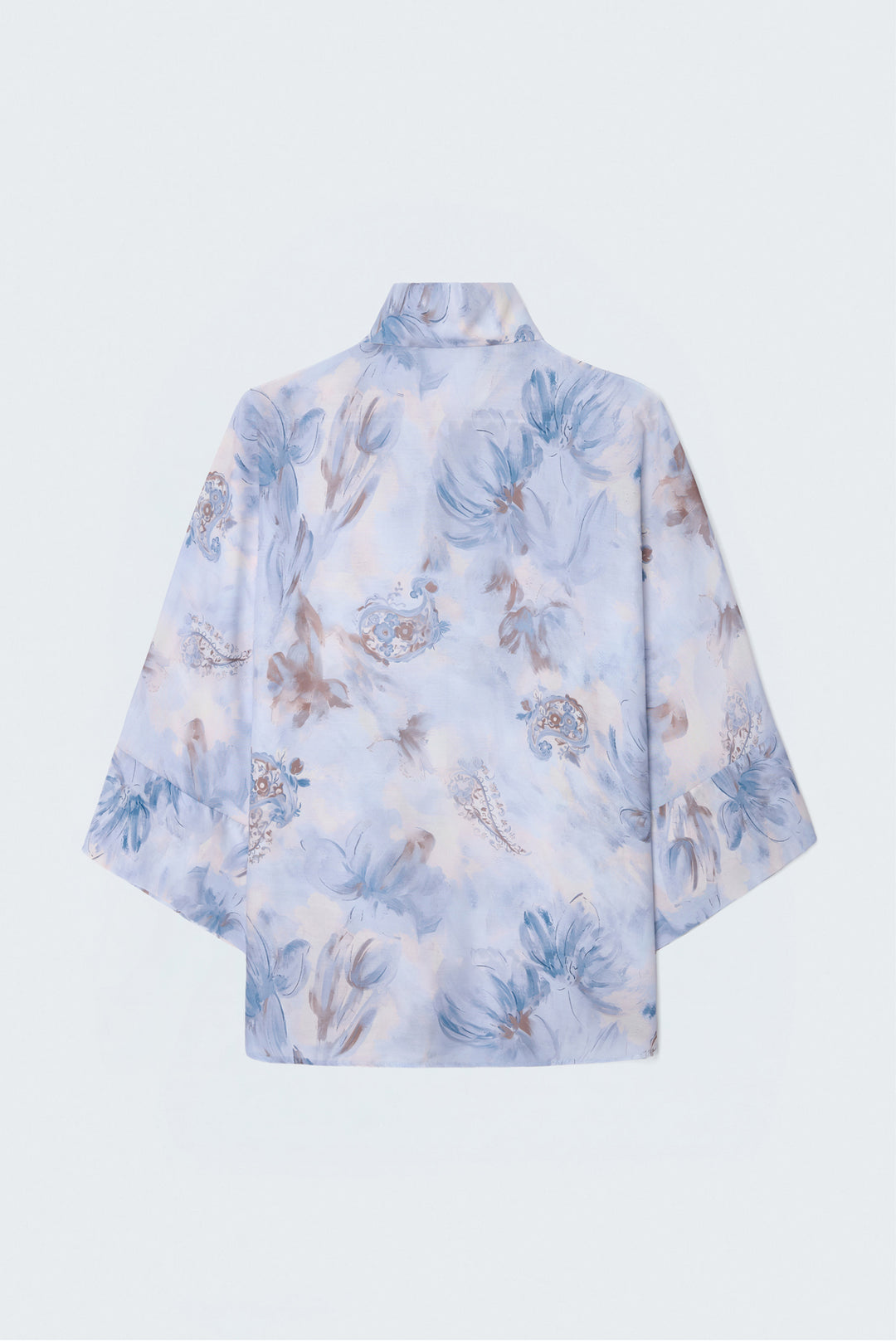 Sateen Chemise fine à manches chauve-souris - Bleu