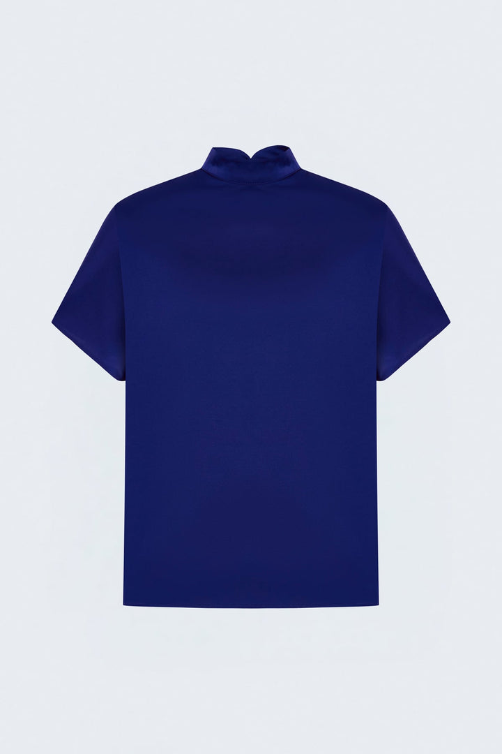 Sateen Tunique ample à manches chauve-souris - Bleu roi
