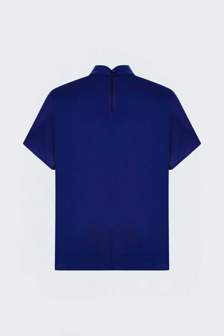 Sateen Tunique ample à manches chauve-souris - Bleu roi