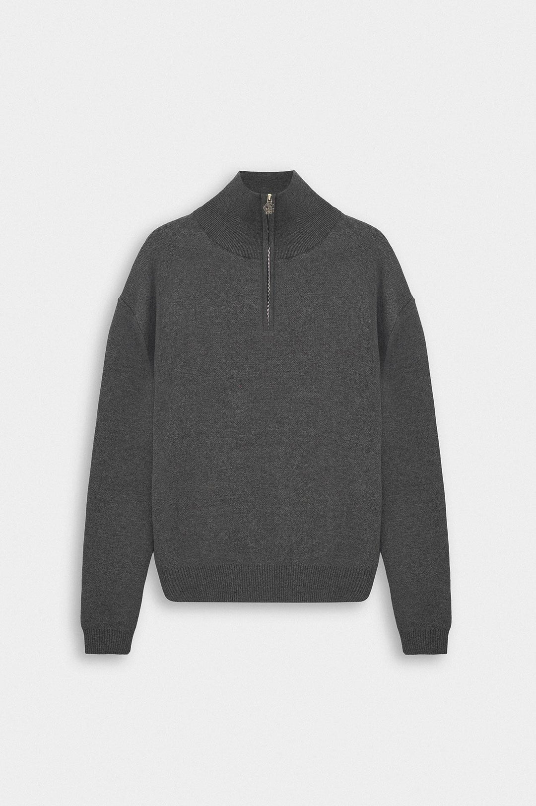Giesto Pull en tricot anthracite à col montant à demi zip - Anthracite