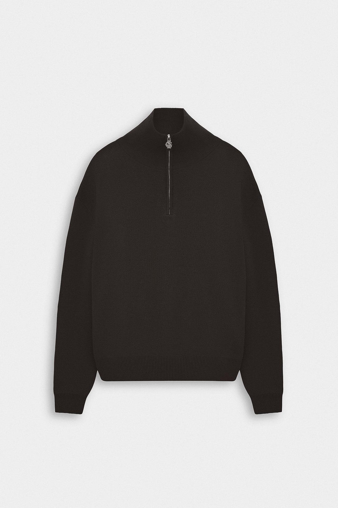 Giesto Pull en tricot marron à col montant à demi zip - Marron