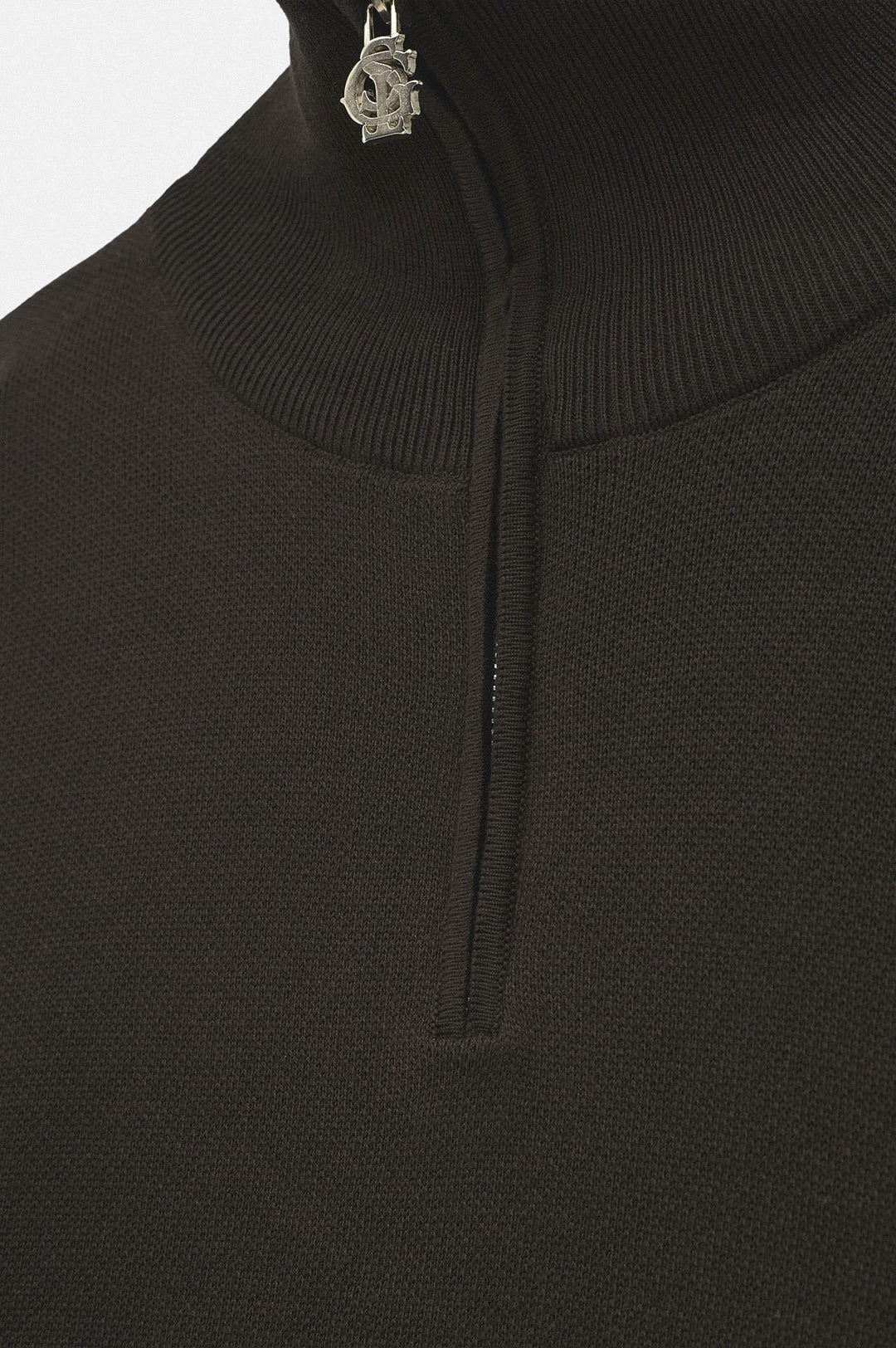 Giesto Pull en tricot marron à col montant à demi zip - Marron