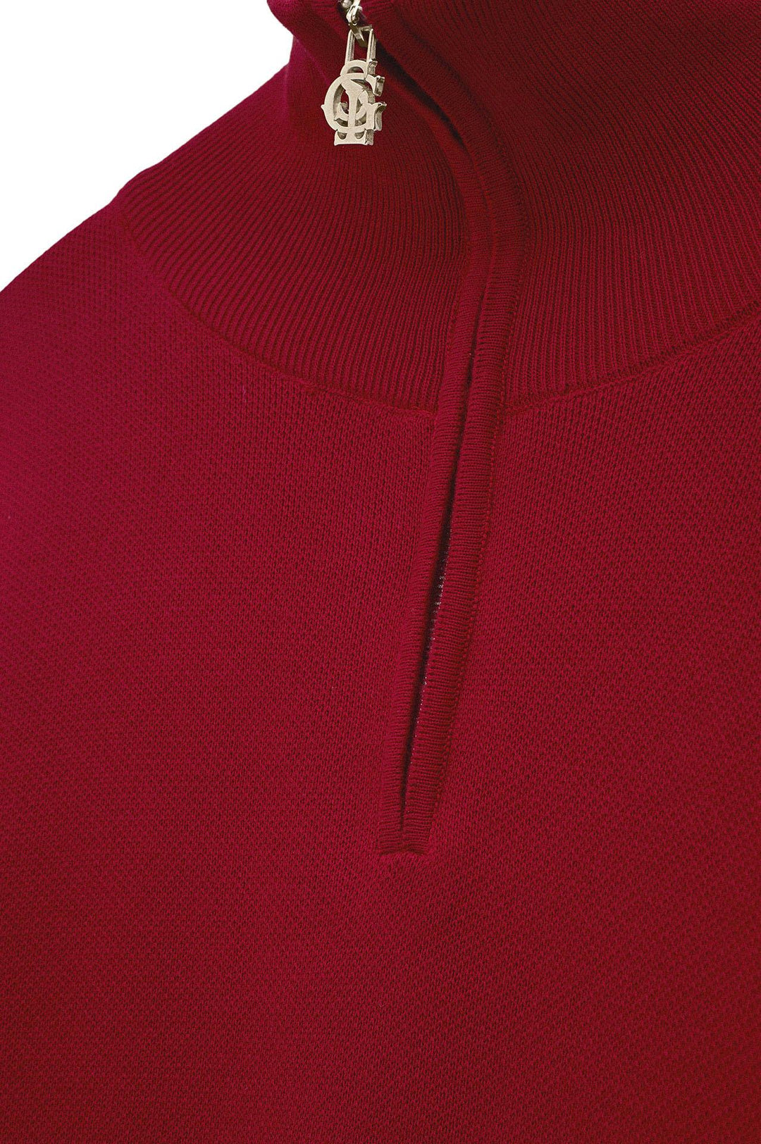 Giesto Pull en tricot rouge à col montant à demi zip - Rouge