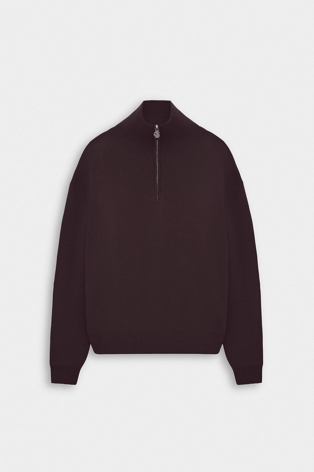 Giesto Pull en tricot bordeaux à col roulé avec demi-fermeture éclair - Bordeaux