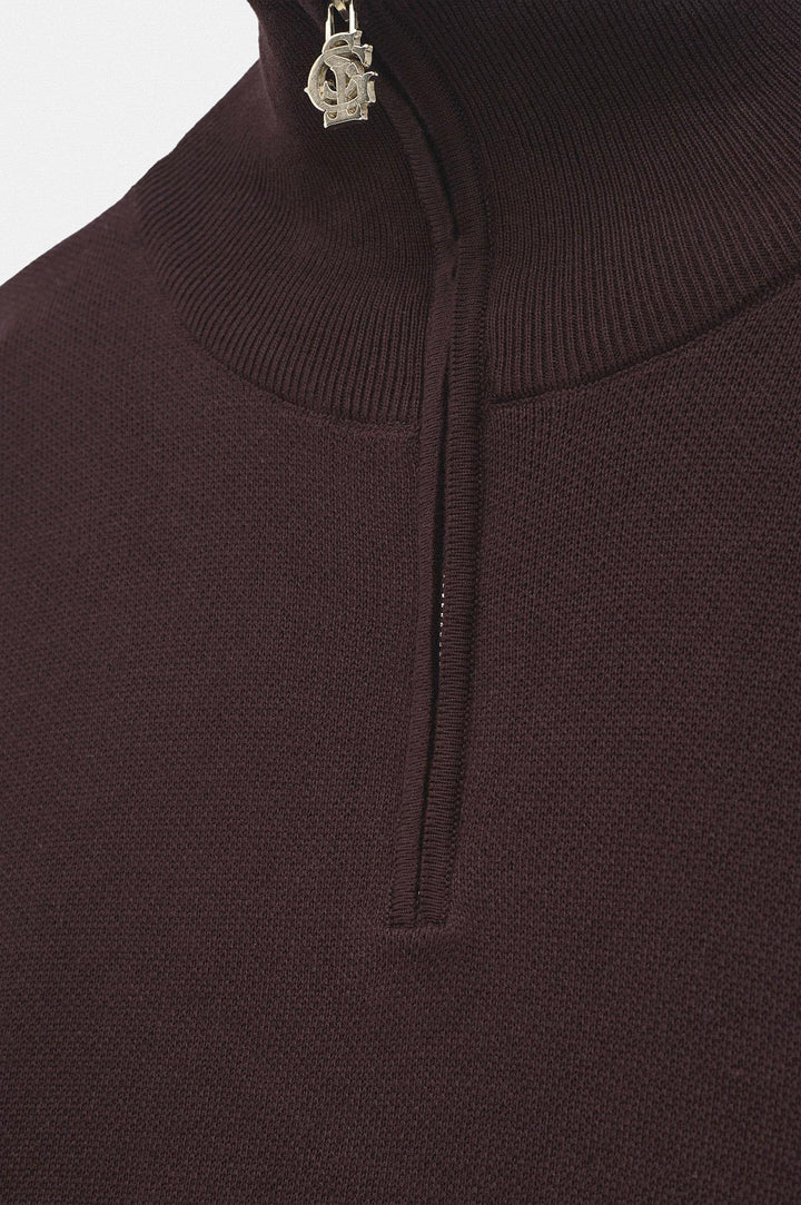 Giesto Pull en tricot bordeaux à col roulé avec demi-fermeture éclair - Bordeaux