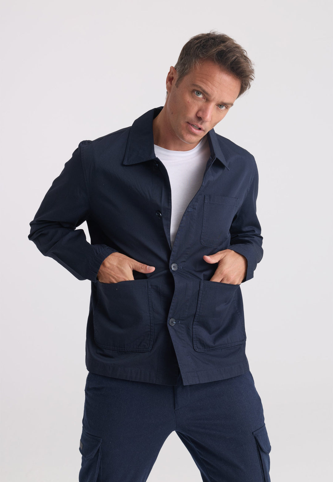 Felix Hardy Veste Worker en 100% coton pour homme - Bleu marine