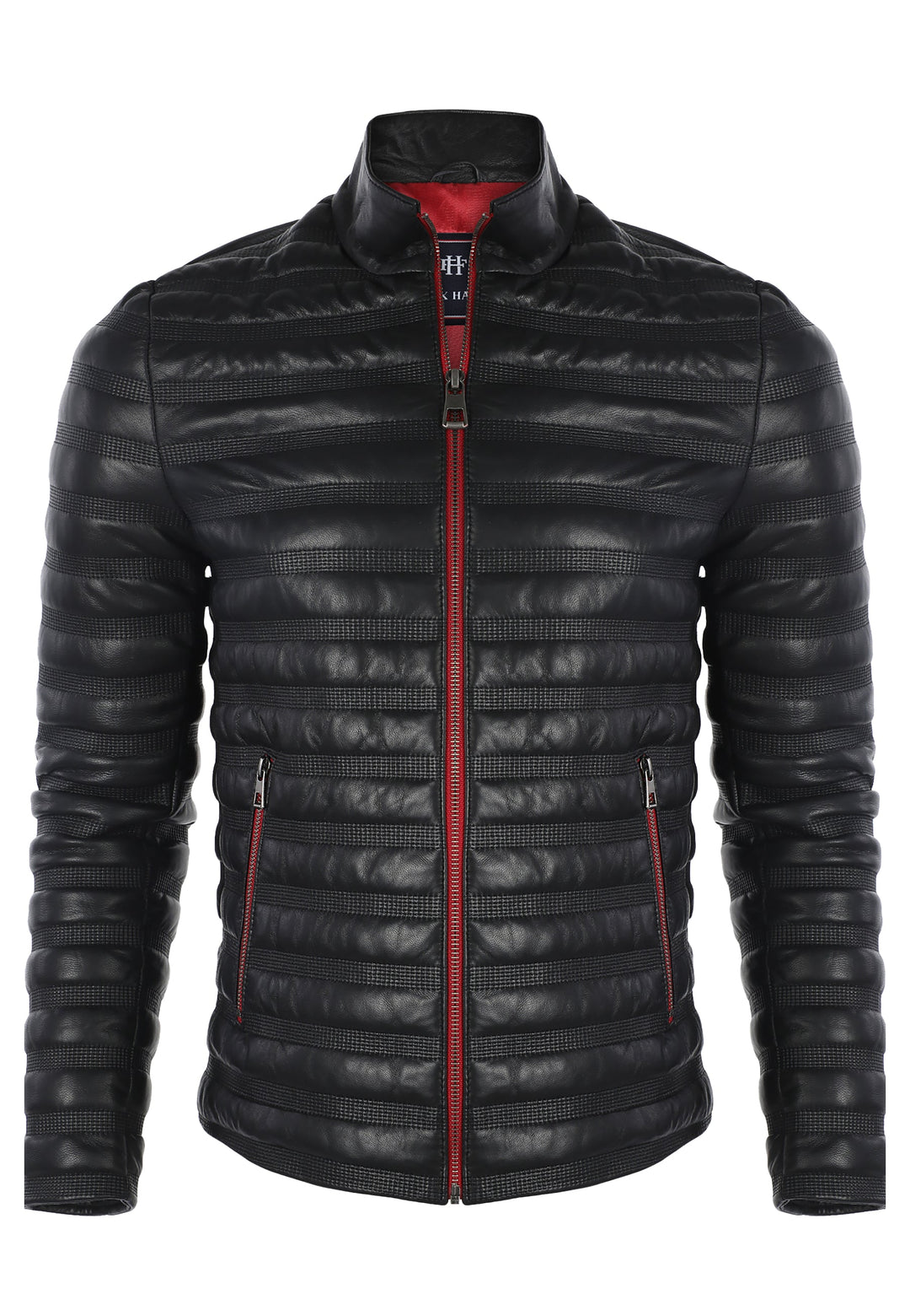 Felix Hardy Veste en Cuir Véritable Matelassée pour Homme - Noir