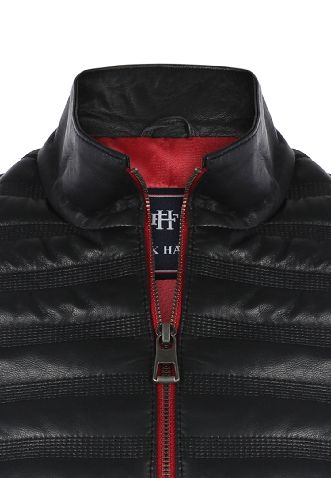 Felix Hardy Veste en Cuir Véritable Matelassée pour Homme - Noir