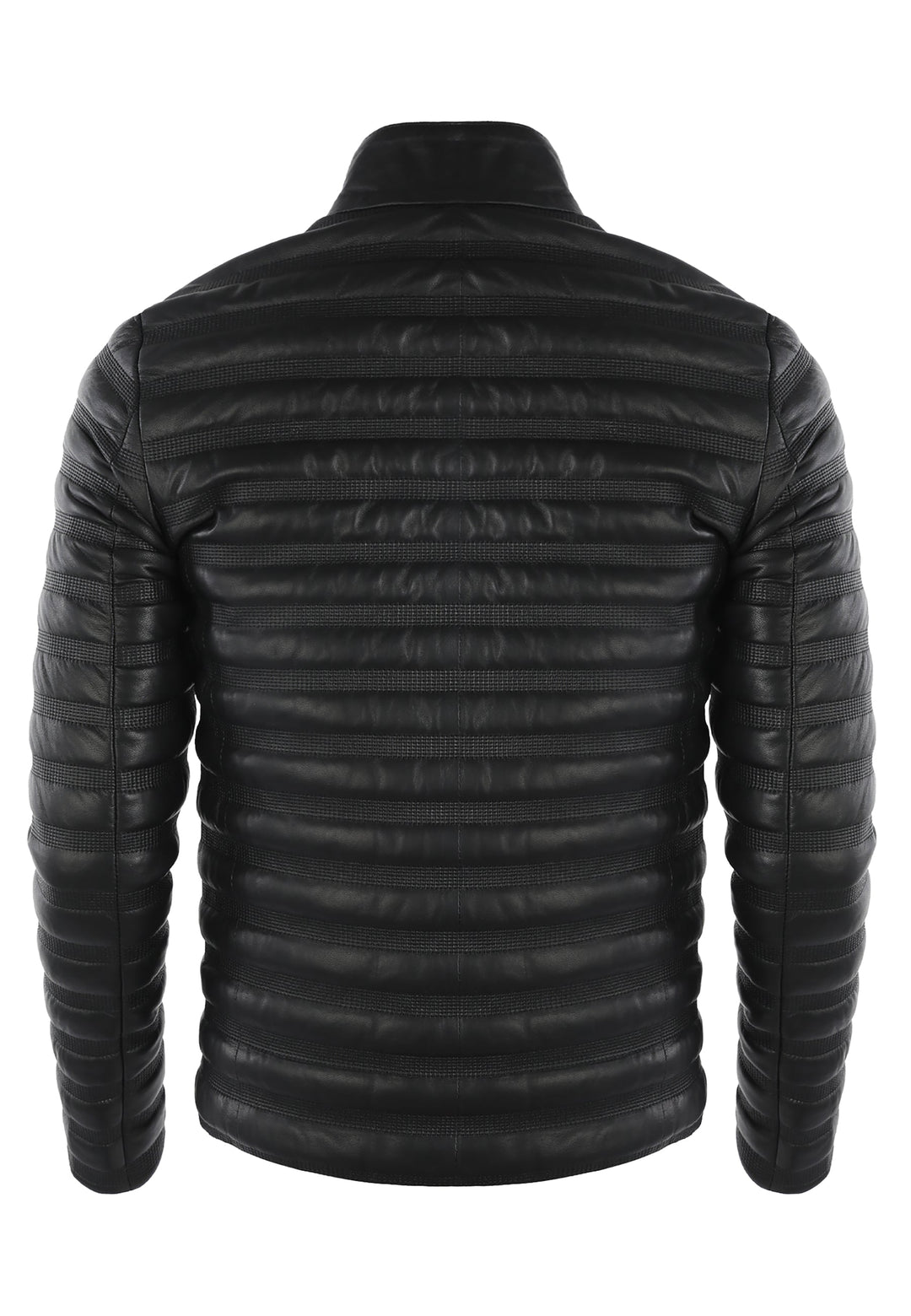 Felix Hardy Veste en Cuir Véritable Matelassée pour Homme - Noir