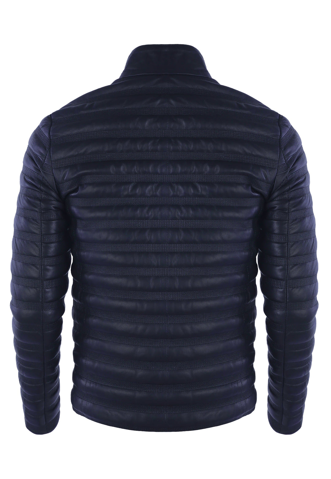 Felix Hardy Veste en Cuir Véritable Matelassée pour Homme - Bleu marine