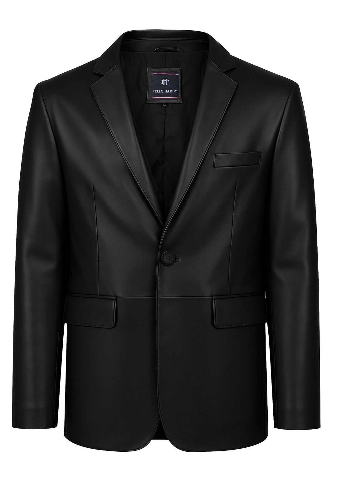 Felix Hardy Veste Blazer en Cuir pour Homme - Noir
