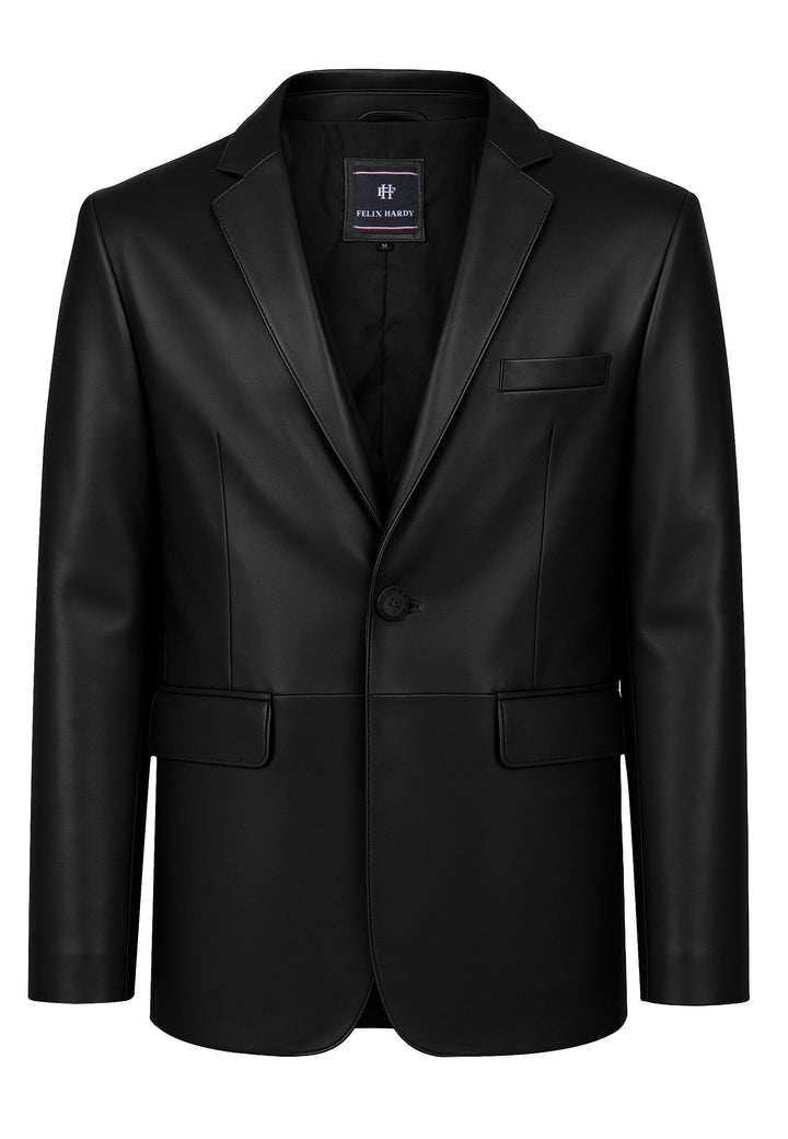 Felix Hardy Veste Blazer en Cuir pour Homme - Noir