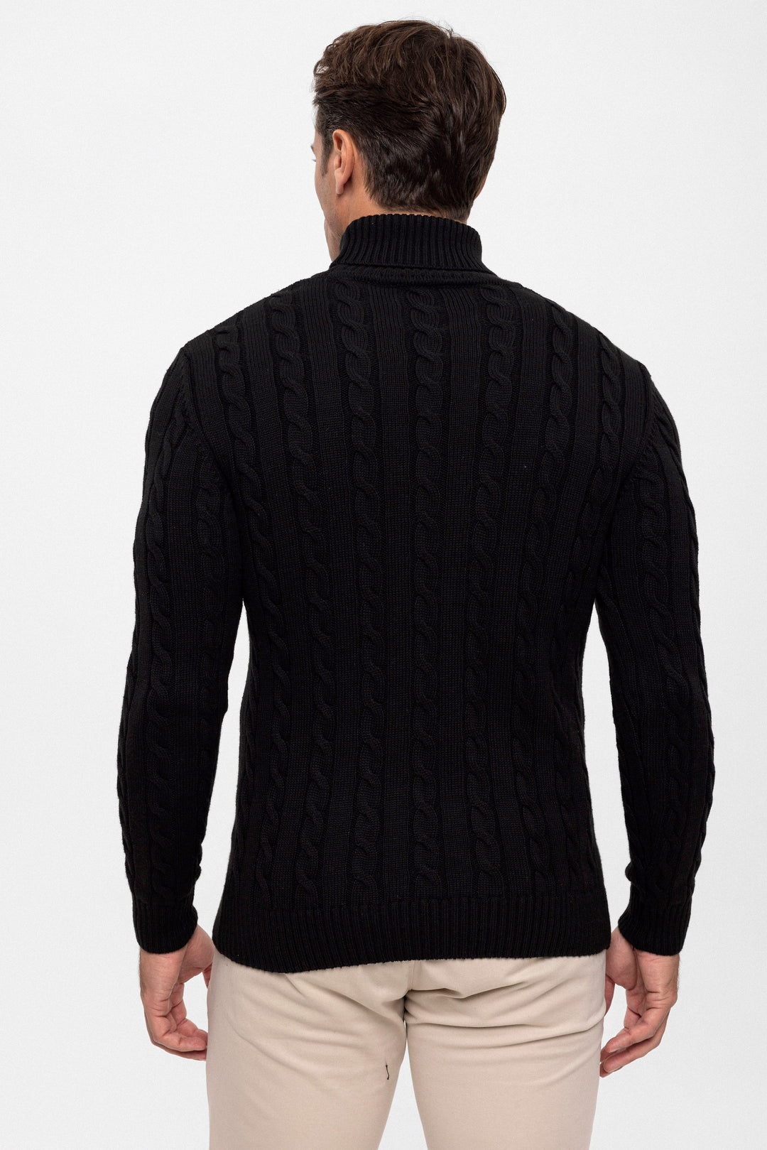 Felix Hardy Pull en tricot à col montant pour homme - Noir