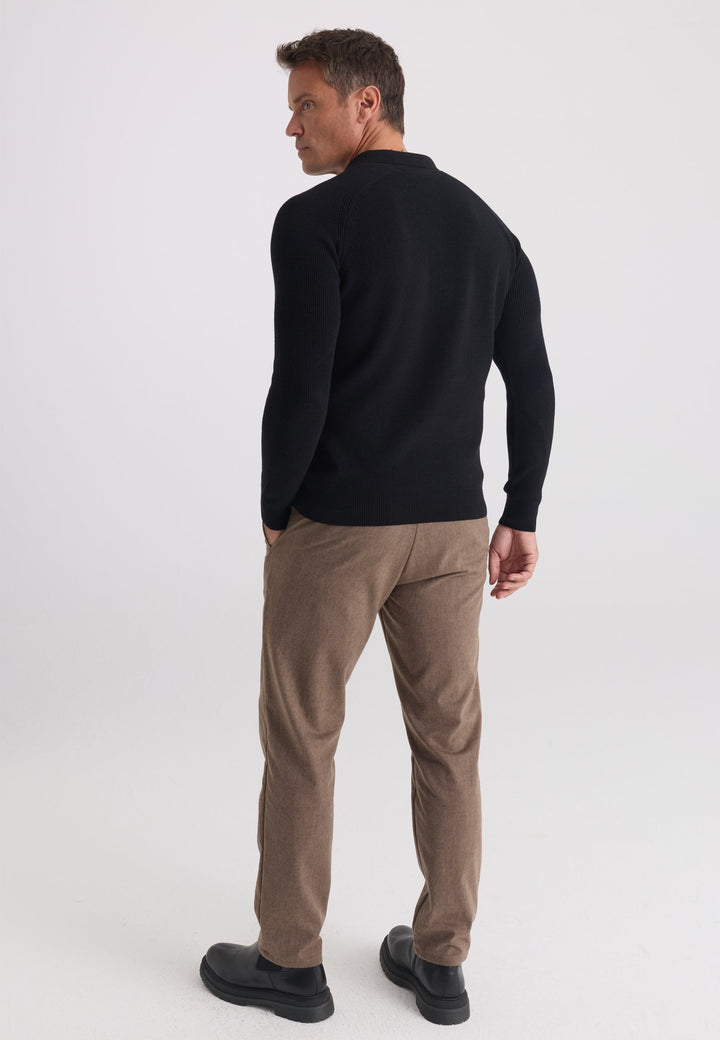 Felix Hardy Homme Pull Col Polo Manches Longues - Noir