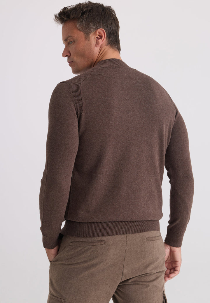 Felix Hardy Pull tricot homme col montant - Marron