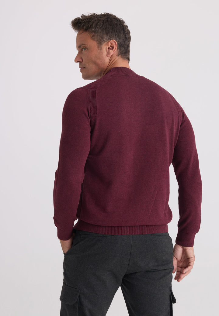 Felix Hardy Pull tricot homme col montant - Bordeaux