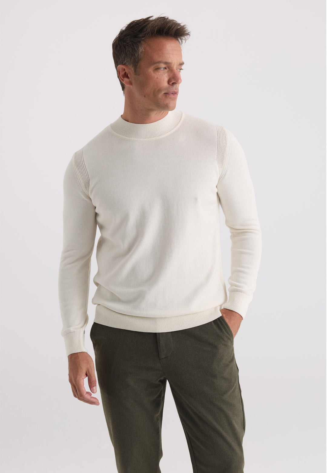Felix Hardy Pull tricot homme col montant - Écru