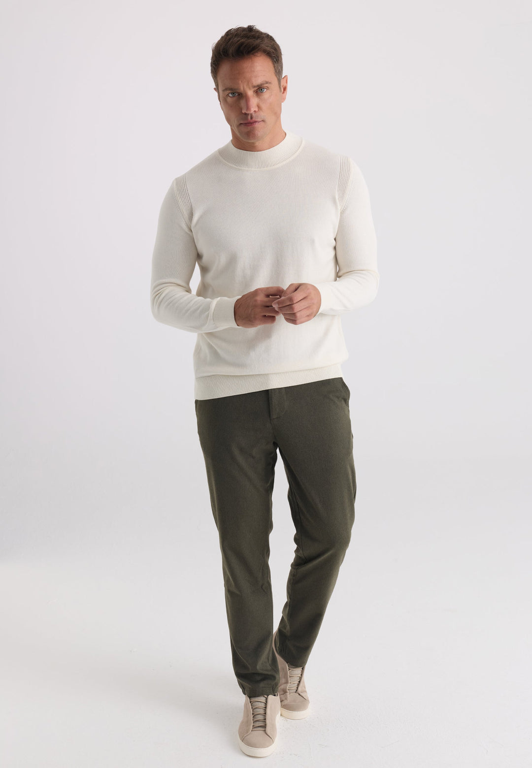 Felix Hardy Pull tricot homme col montant - Écru