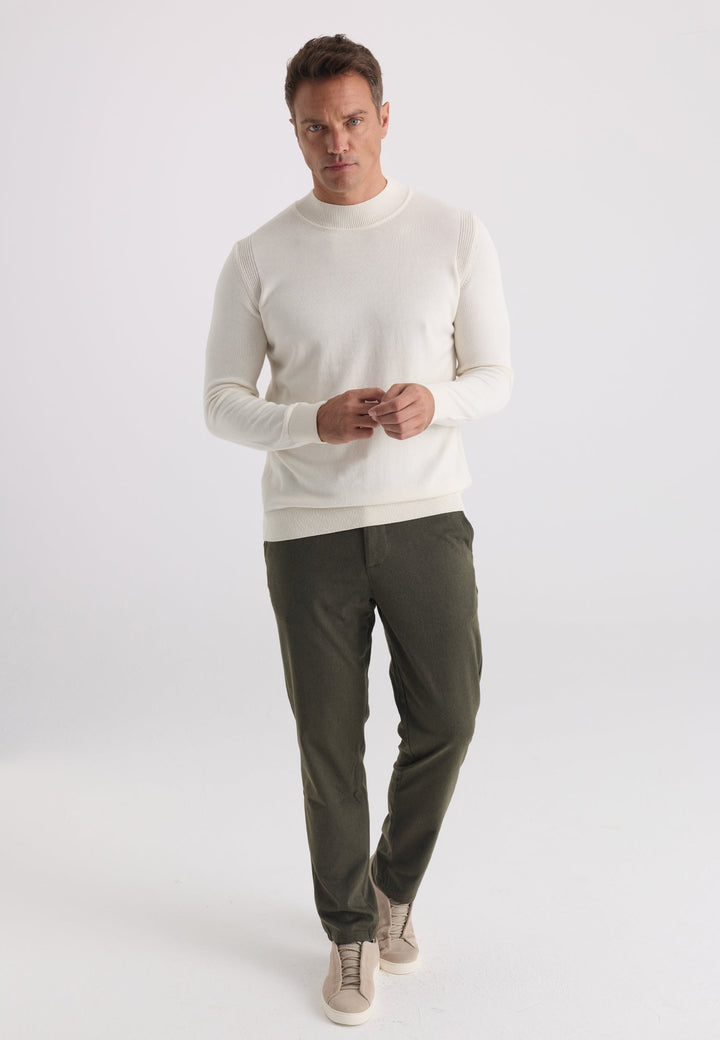 Felix Hardy Pull tricot homme col montant - Écru