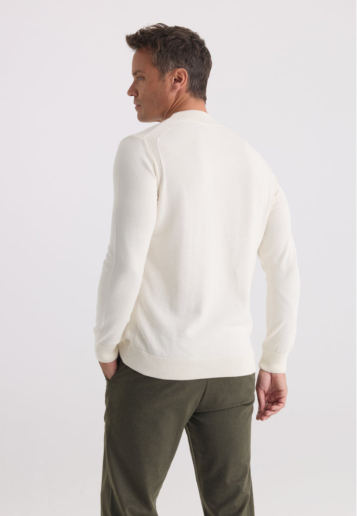 Felix Hardy Pull tricot homme col montant - Écru