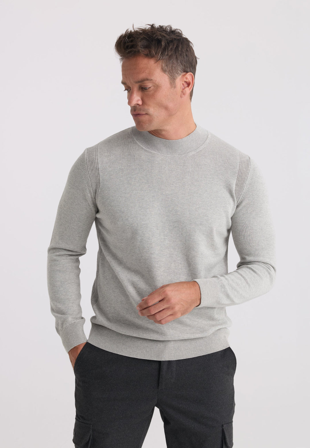 Felix Hardy Pull tricot homme col montant - Gris