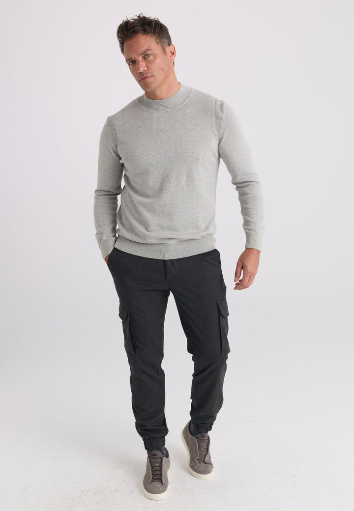 Felix Hardy Pull tricot homme col montant - Gris