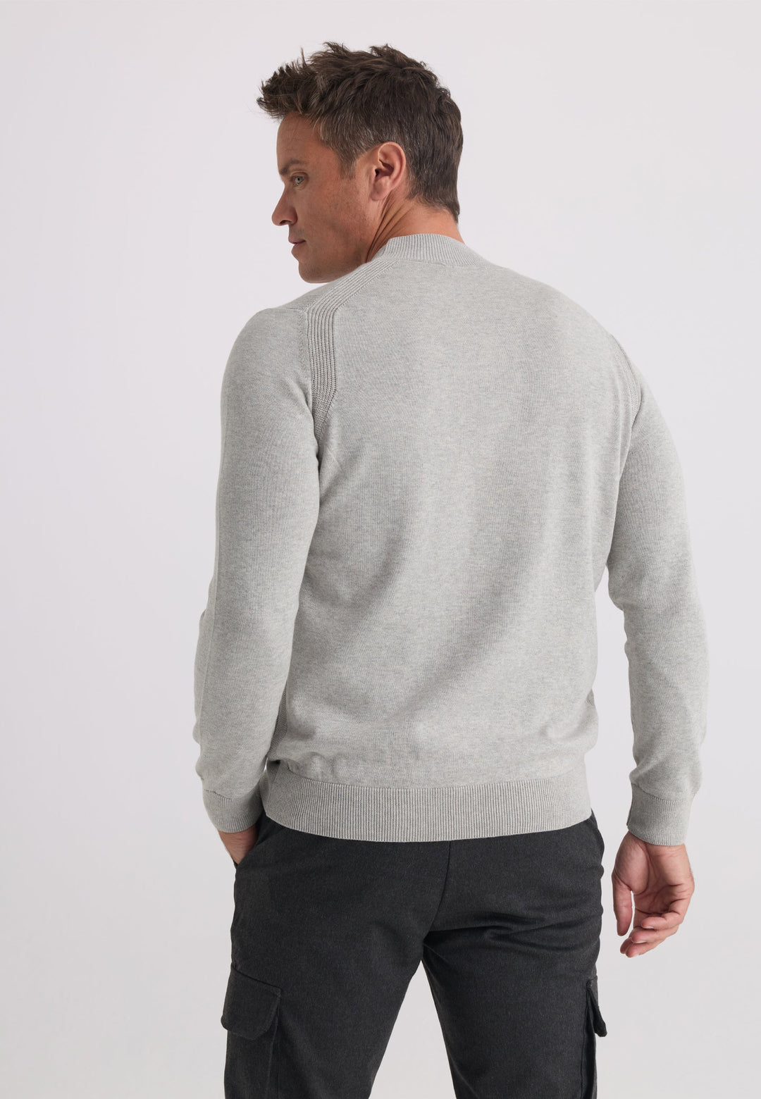 Felix Hardy Pull tricot homme col montant - Gris