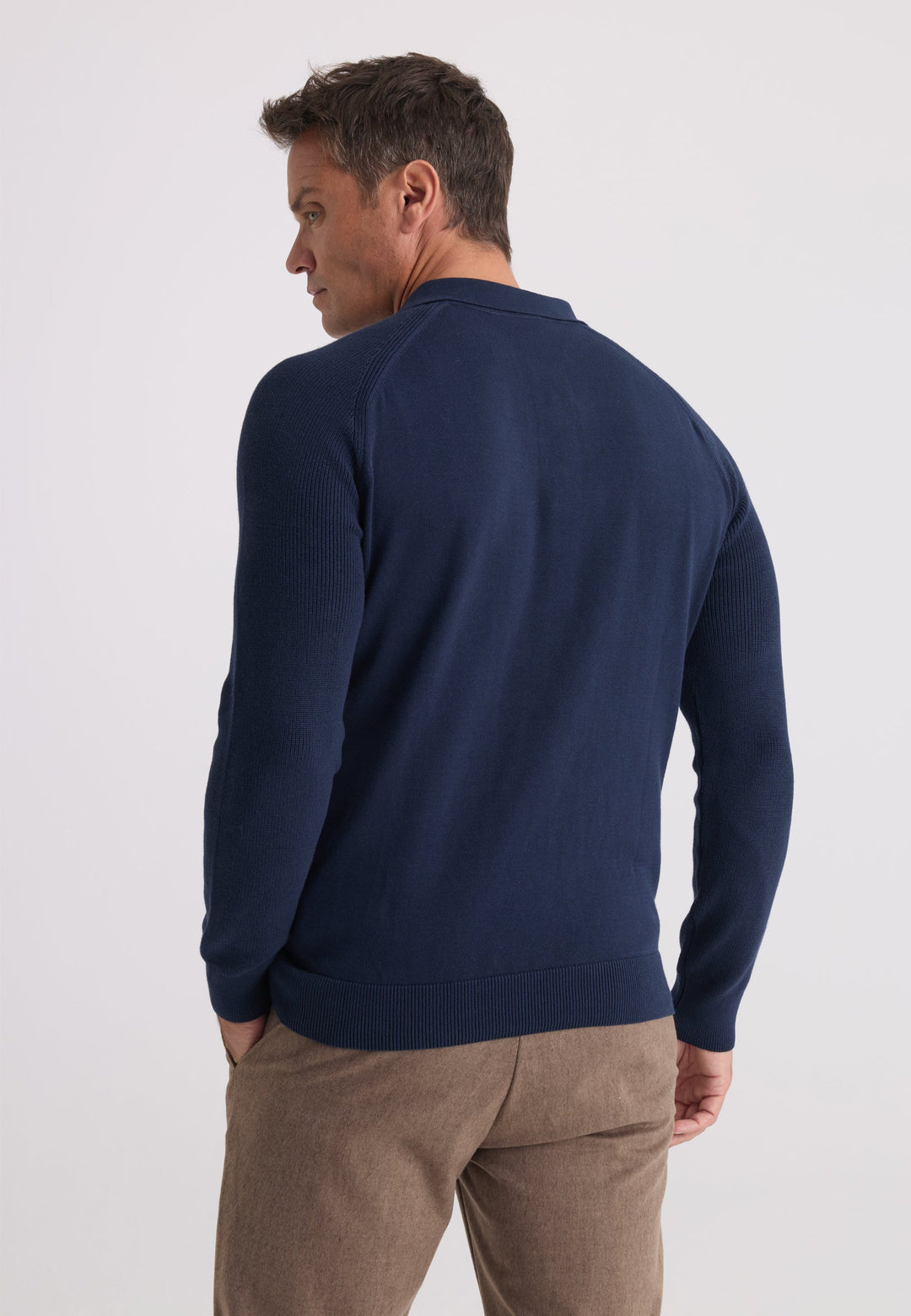 Felix Hardy Pull Tricot à Col Polo pour Homme - Bleu marine