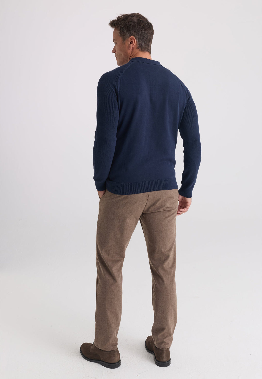 Felix Hardy Pull Tricot à Col Polo pour Homme - Bleu marine
