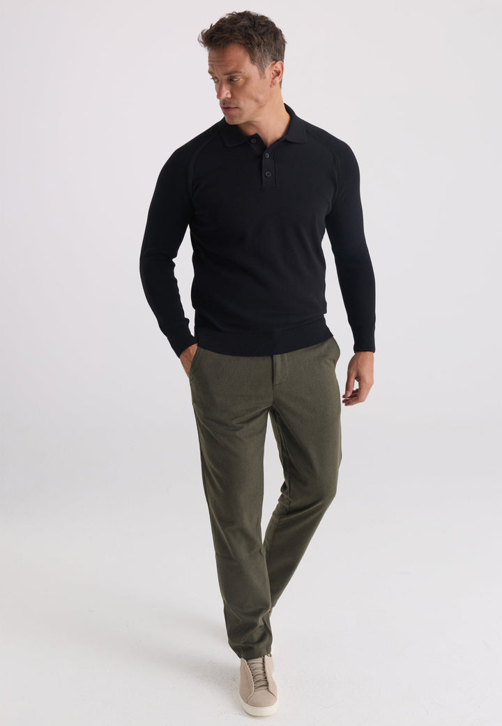 Felix Hardy Pull Tricot à Col Polo pour Homme - Noir