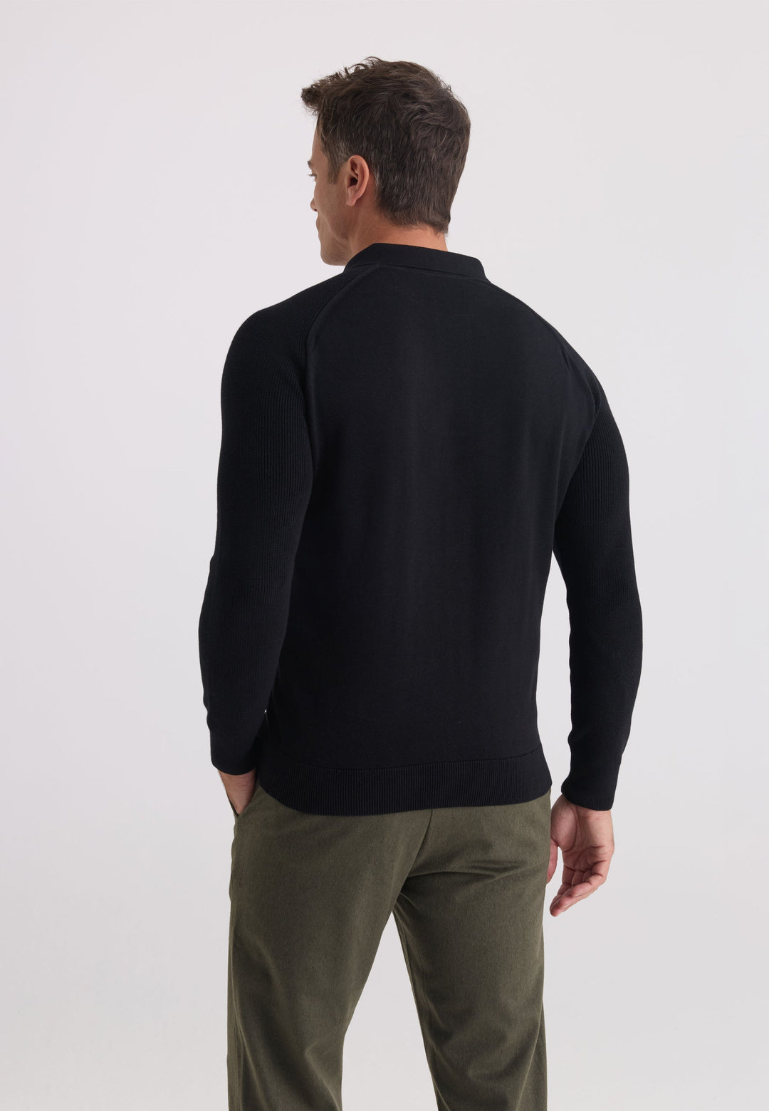 Felix Hardy Pull Tricot à Col Polo pour Homme - Noir