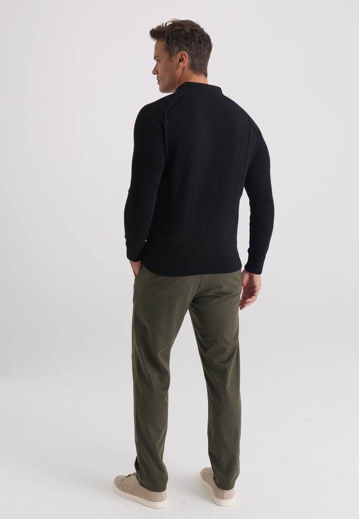 Felix Hardy Pull Tricot à Col Polo pour Homme - Noir