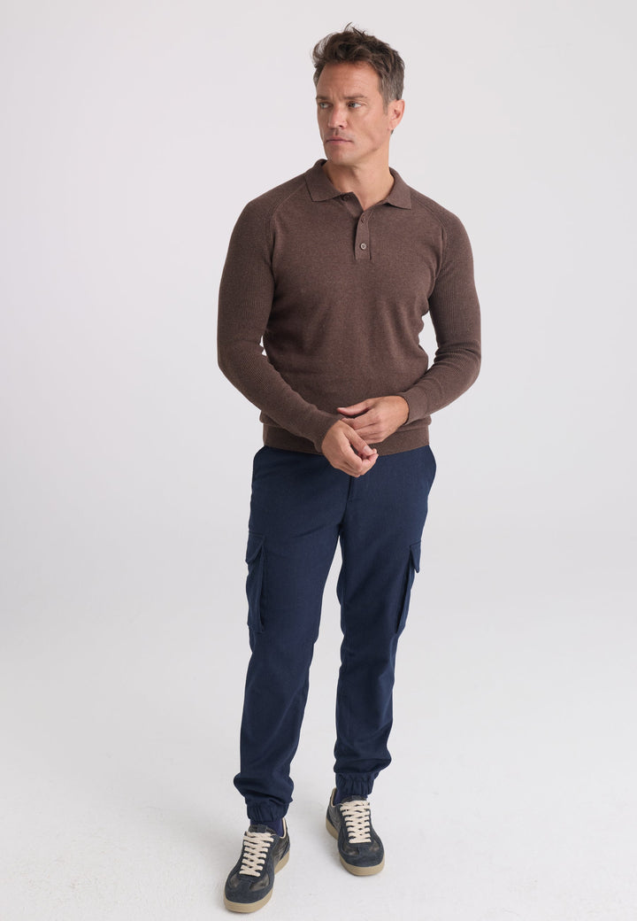 Felix Hardy Pull Tricot à Col Polo pour Homme - Marron