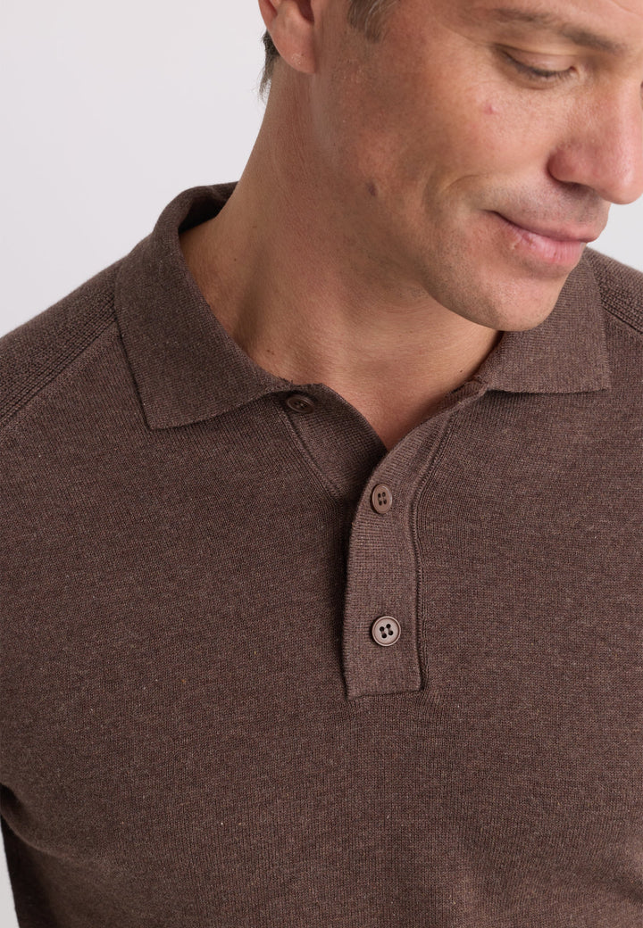 Felix Hardy Pull Tricot à Col Polo pour Homme - Marron