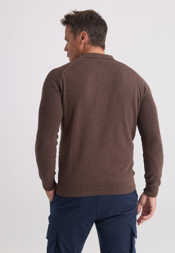 Felix Hardy Pull Tricot à Col Polo pour Homme - Marron