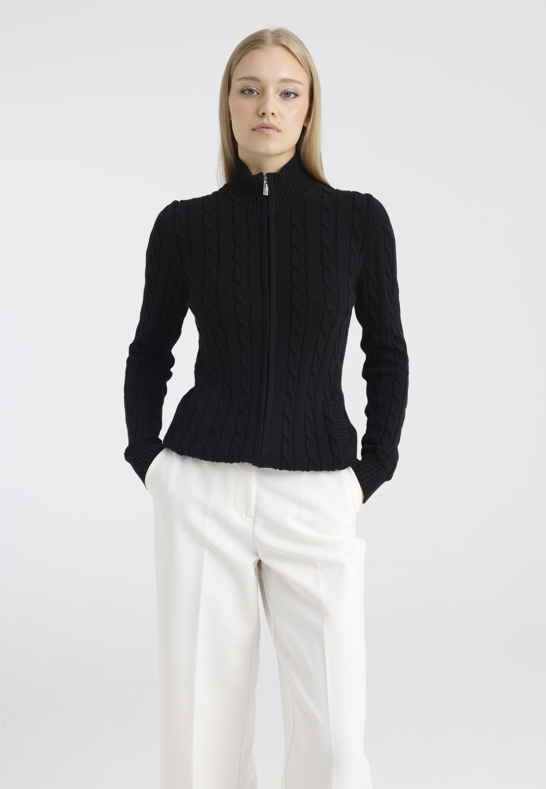 Felix Hardy Gilet en tricot à fermeture éclair pour femme - Noir