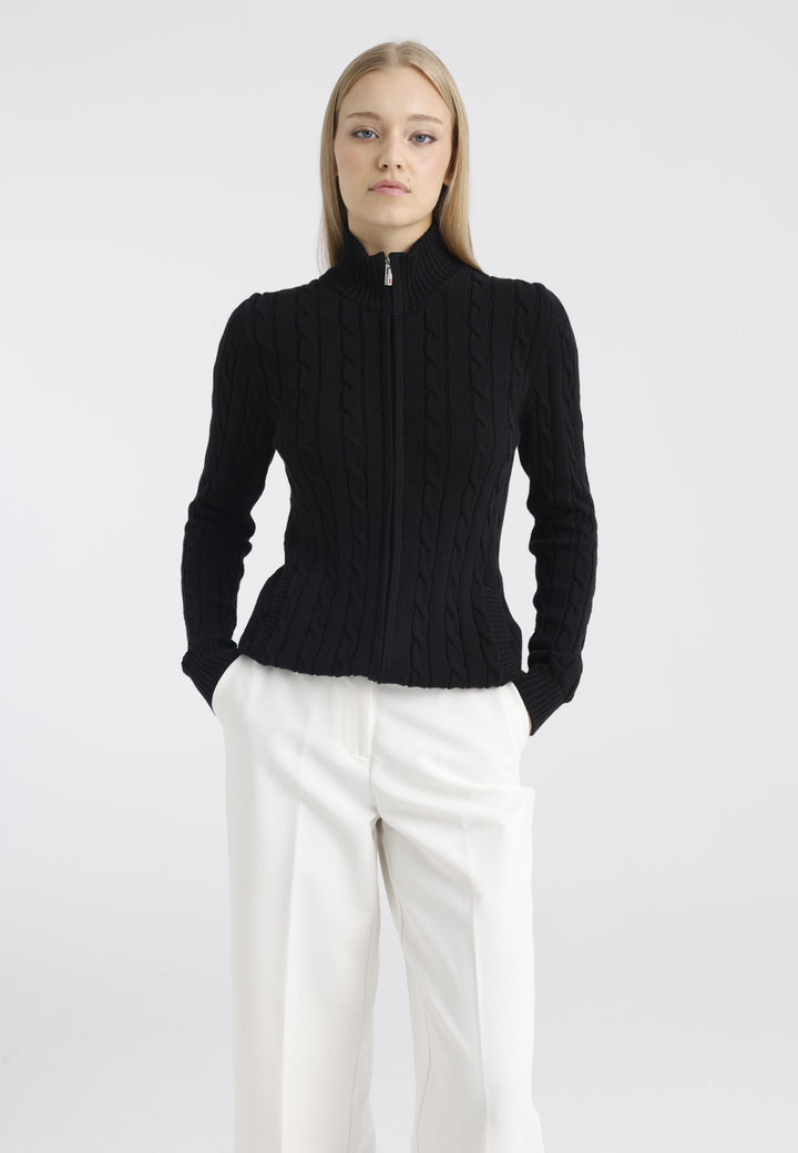 Felix Hardy Gilet en tricot à fermeture éclair pour femme - Noir