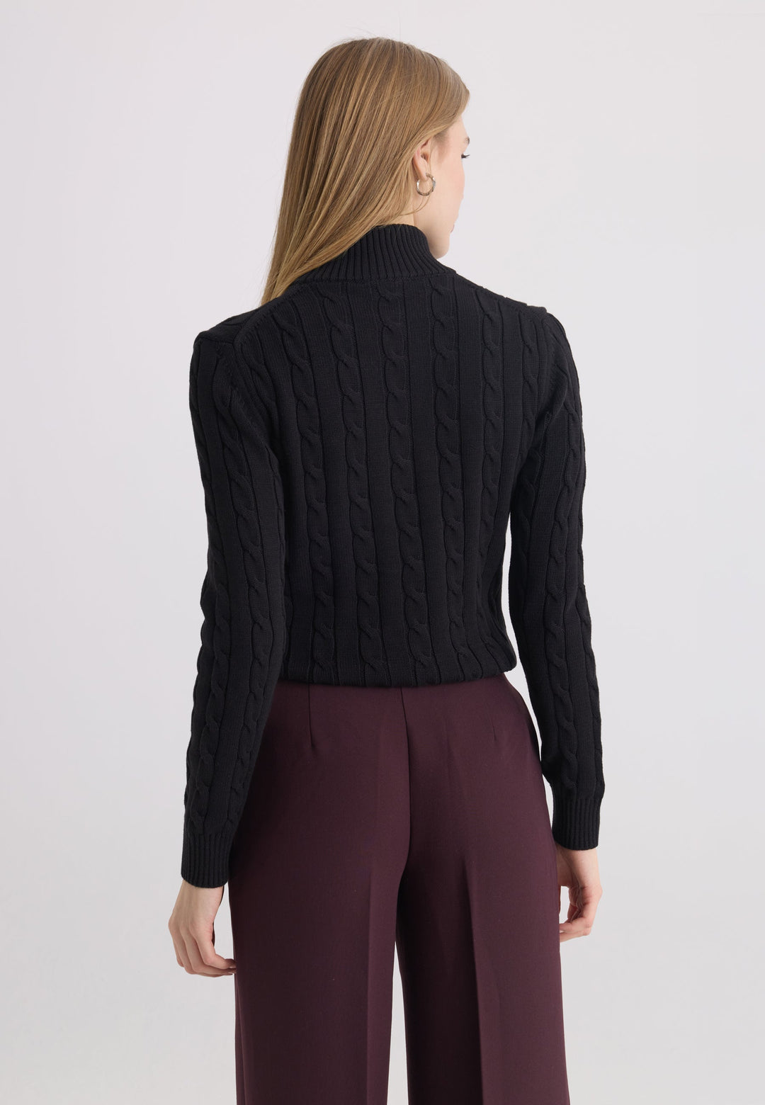 Felix Hardy Pull-over à demi-zip en tricot torsadé - Noir