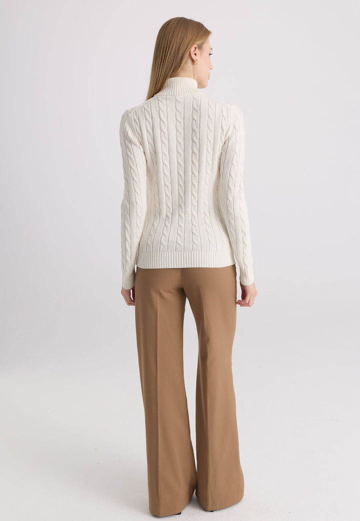 Felix Hardy Pull-over à demi-zip en tricot torsadé - Crème