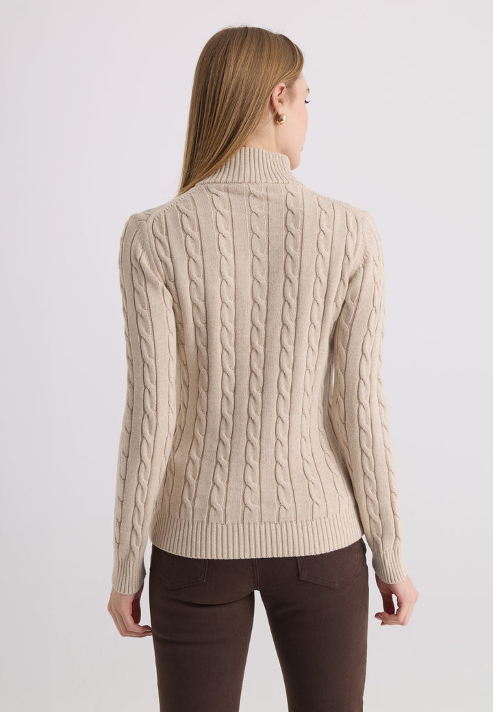 Felix Hardy Cable Knit Half-Zip Pullover - Cream