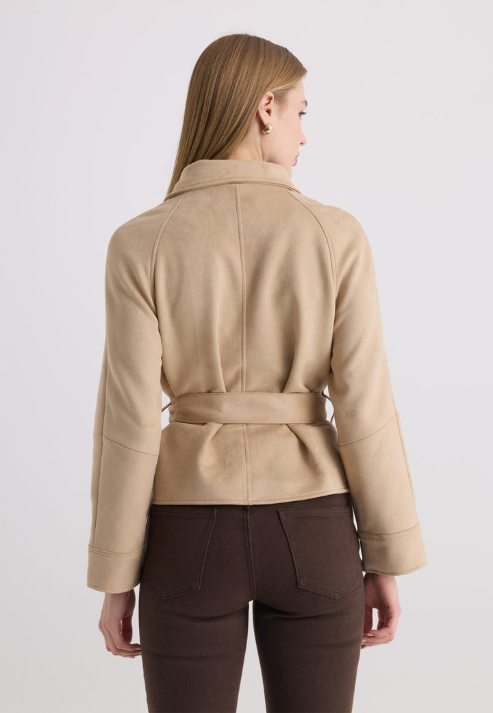 Felix Hardy Veste en Suédine à Ceinture pour Femme - Beige