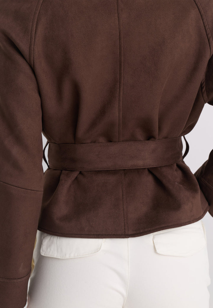 Felix Hardy Veste en Suédine à Ceinture pour Femme - Marron