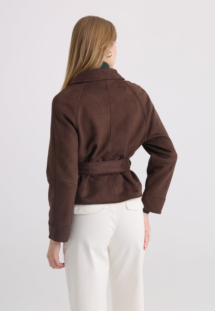 Felix Hardy Veste en Suédine à Ceinture pour Femme - Marron
