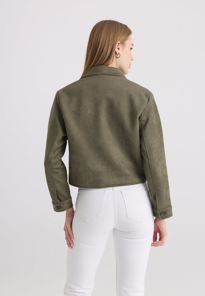 Felix Hardy Veste courte en suédine femme - Kaki
